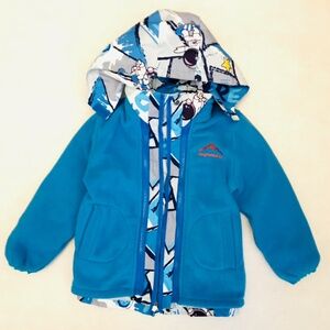 Boy's reversible detachable water-resist windbreaker hooded jacket 110 / 4T